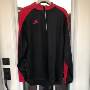 Mens Adidas Climalite Black Red Quarter Zip Pullover Jacket Medium